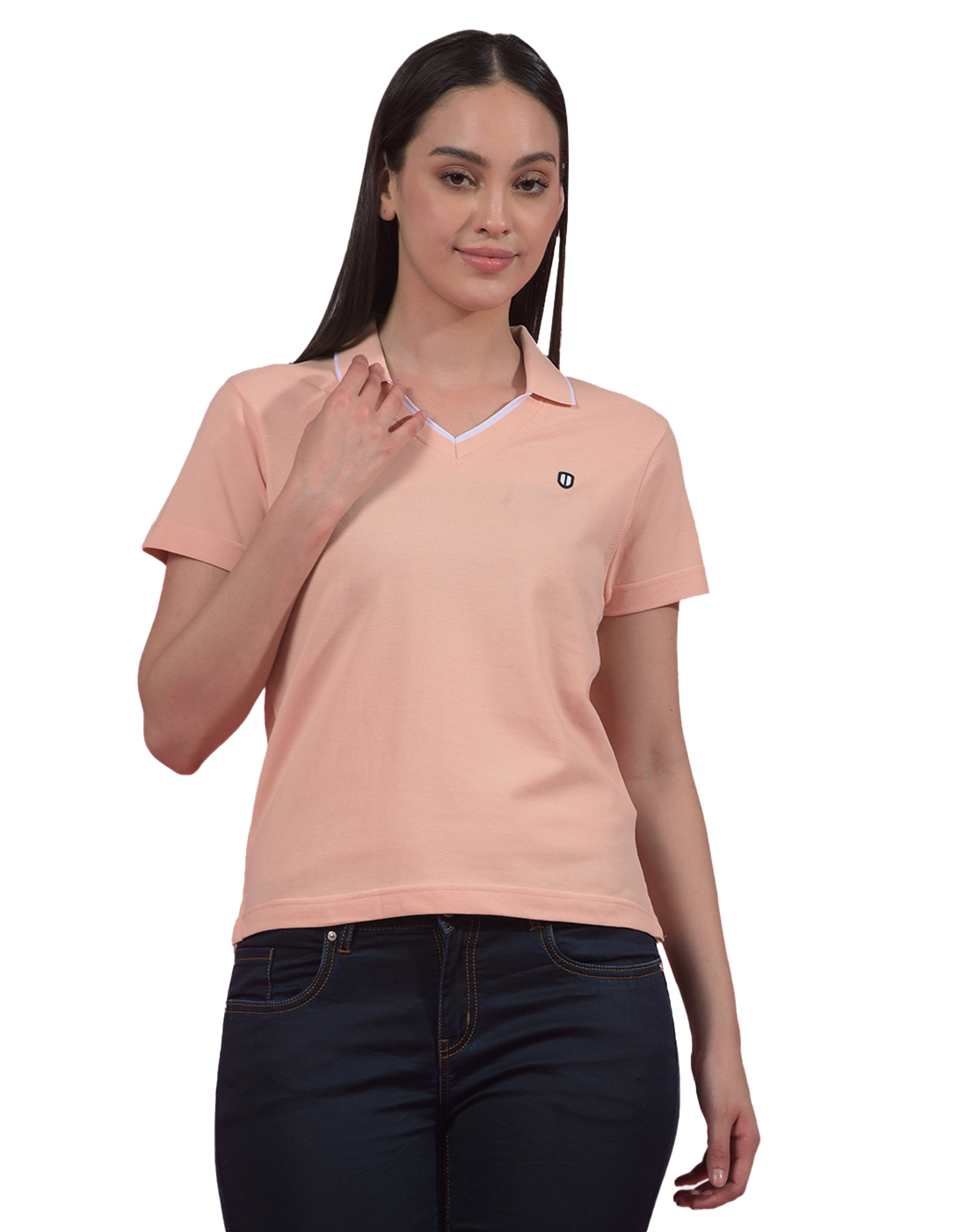 Numero Uno Women Coral Pink Polo T-Shirt